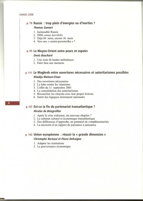 RAMSES 2006 - Sommaire page 2